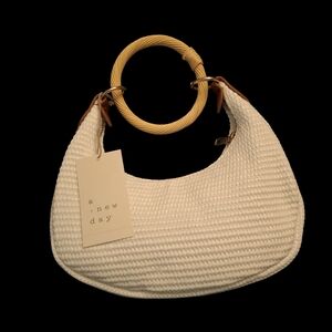 A New Day Cream Woven Hobo Bag